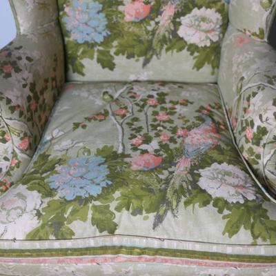 Pair of Vintage Wing Chairs in Floral Upholstery