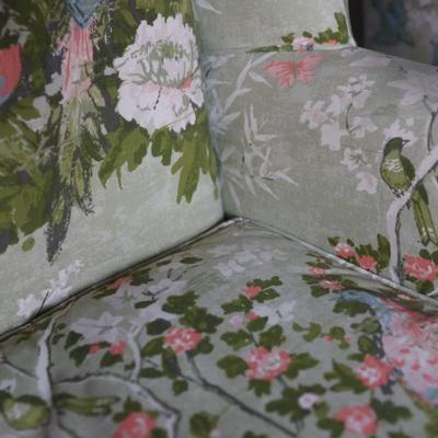 Pair of Vintage Wing Chairs in Floral Upholstery