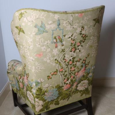 Pair of Vintage Wing Chairs in Floral Upholstery