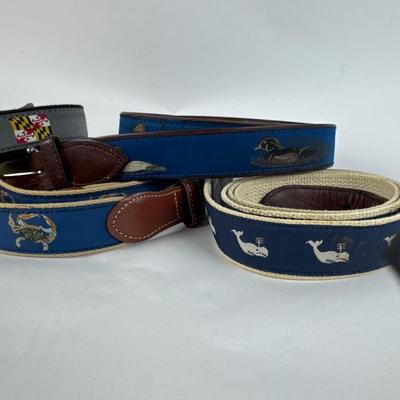 M1035 Lot of Men's Belts, MD, CRAB, WHALE, DUCK