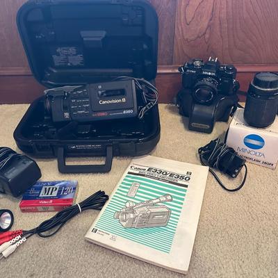 Vintage Canon Video Camcorder & Minolta Camera