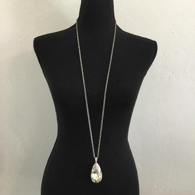 Beautiful Silver tone crystal drop statement necklace