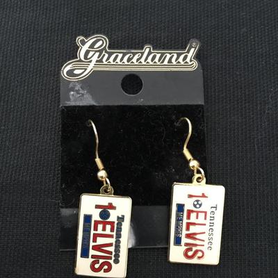 Collectible, Graceland, Elvis Presley, license plate, earrings, vintage