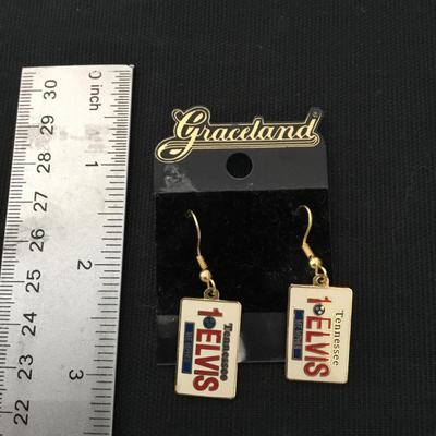 Collectible, Graceland, Elvis Presley, license plate, earrings, vintage