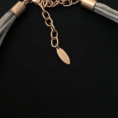 Signed ST. Thomas rose, gold flower, statement, necklace