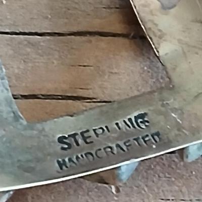 Vintage JM signed Handcrafted Sterling marked earrings inlayed with precious stones