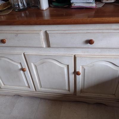 Distressed White with Wood Finish Buffet (No Contents)