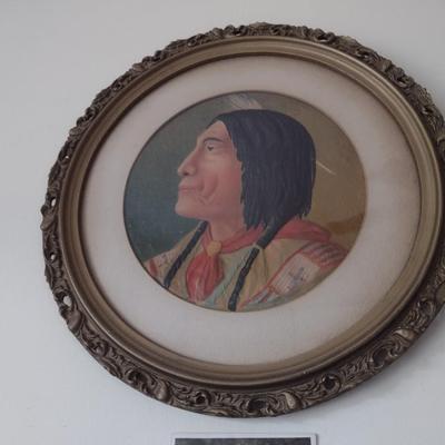 Native American Portrait in Relief Framed