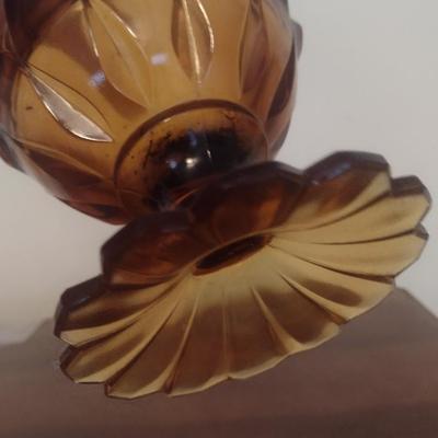 Vintage Amber Swung Glass Vase Possibly Fenton