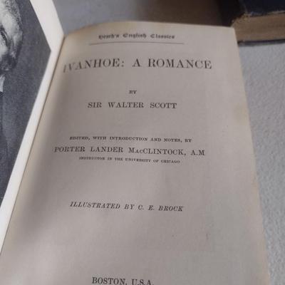 Set of Three Antique Classic Books 'Last of the Mohicans' 1901, 'Ivanhoe' 1905, and 'Maggie Miller' Undated