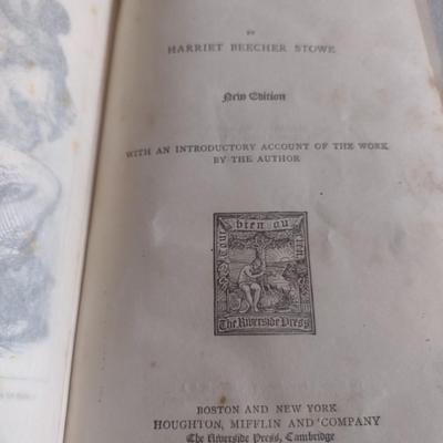 Early Edition 'Uncle Tom's Cabin' by Harriet Beecher Stowe The Riverside Press, Cambridge 1893