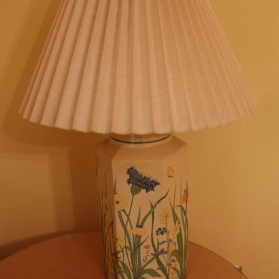 Mid Century Floral Butterfly Ginger Jar Table Lamp