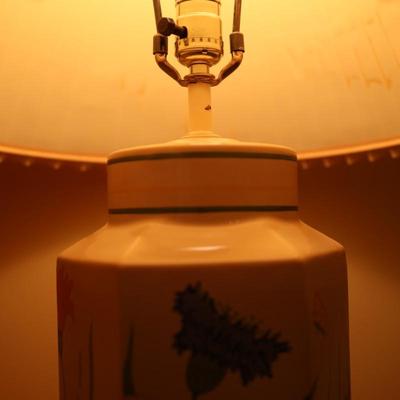 Mid Century Floral Butterfly Ginger Jar Table Lamp