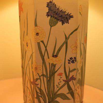 Mid Century Floral Butterfly Ginger Jar Table Lamp