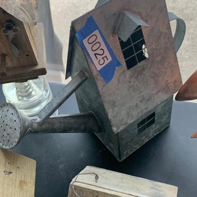 Birdhouse / Watering Cans Decor Lot