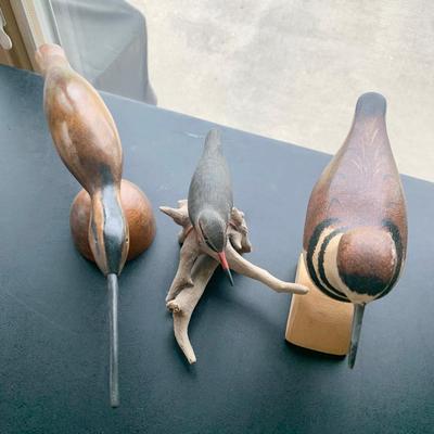 Signed Carved Wood Shore Birds Lot
