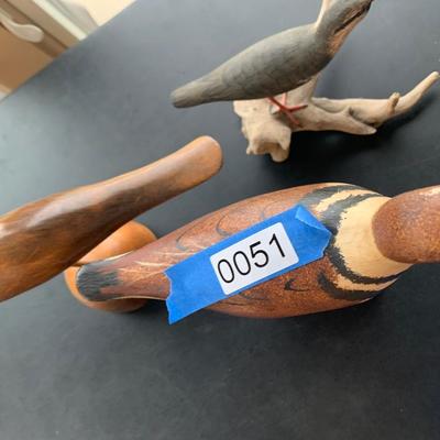 Signed Carved Wood Shore Birds Lot