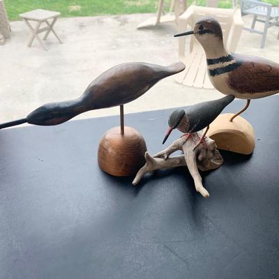 Signed Carved Wood Shore Birds Lot