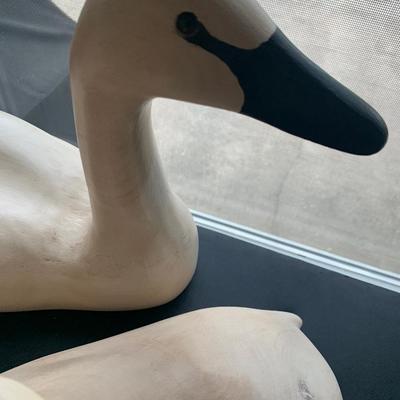 Lot of Three Large Wood Swan / Pelicans Lot