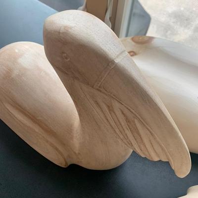 Lot of Three Large Wood Swan / Pelicans Lot
