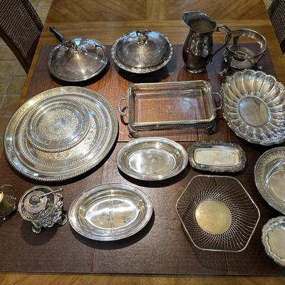 Collection of Assorted Silver-Plated Dish Ware