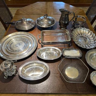 Collection of Assorted Silver-Plated Dish Ware