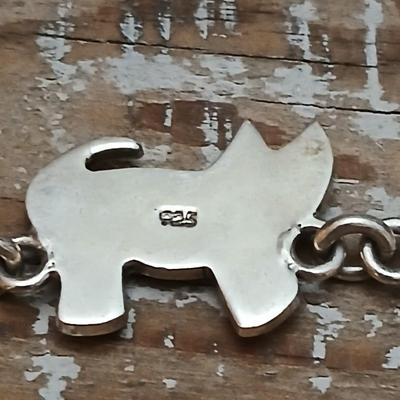 Vintage bracelet Cat and fishbones .925 marked - So cute!