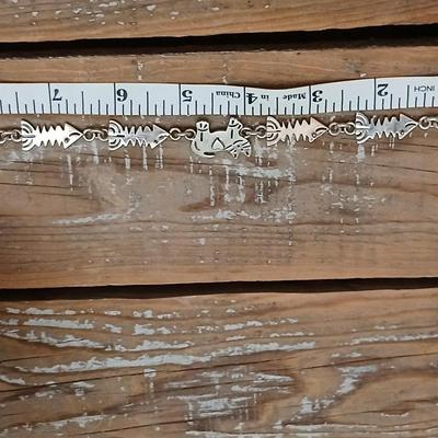 Vintage bracelet Cat and fishbones .925 marked - So cute!