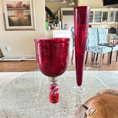 Red Decorative Glass Vases