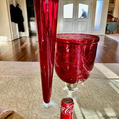 Red Decorative Glass Vases