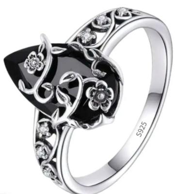 DAT - Size 8 - Black Synthetic Zirconia 925 Sterling Silver