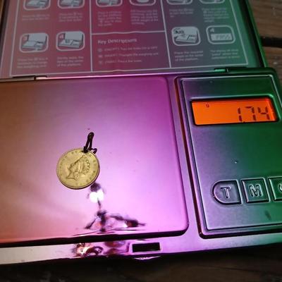 Scarce 1855 Indian Princess head Type II gold dollar coin pendant