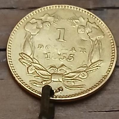 Scarce 1855 Indian Princess head Type II gold dollar coin pendant