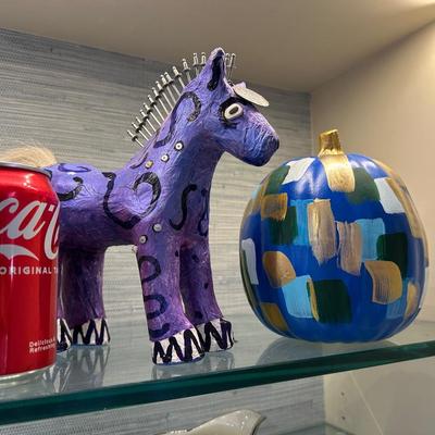 Art- Paper Mache Pony + Art pumpkin