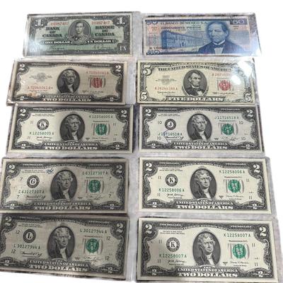 Currency Lot - 3-1976-$2 3 Sequential 2017 $2- $5, $2 red seal + foreign