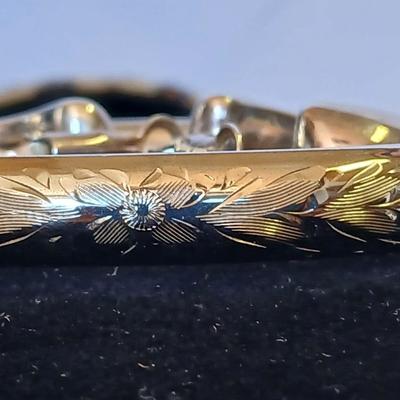 Vintage etched sterling marked bangle bracelet with .925 signed earrings