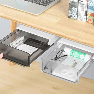 White Under Desk Drawer, Office Organizer, Storage Cabinet, Self-adhesive Organizer Box, Slide-out Cabinet, Desk Caddy