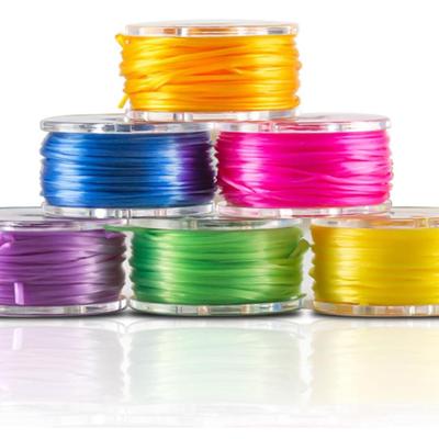 Pack of 25 Assorted Colors Elastic Thread Handy Sewing Machine Bobbins with Storage Box for Jewelry Making and Crafts