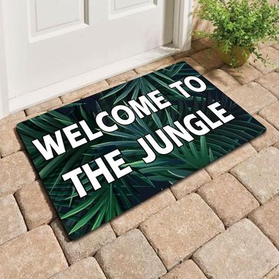 "Welcome to the Jungle" Doormat 18" x 30" - Funny Slogan Doormat for Entrance Home Decor Porch Door Mat Rubber Mats