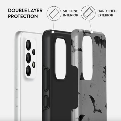 Samsung Galaxy A53 BURGA Phone Case in Turquoise Draco Bat Dragon - Double Layer Shock Absorbent Protection, Scratch Resistant, Raised...