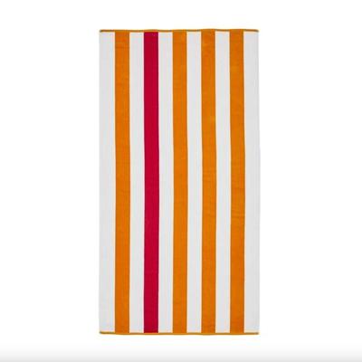 Flamingo Bay 100% Cotton Supersoft Pink & Orange Oversized Cabana Reversible Striped Beach Towel - 38" x 72" - Quick Dry,...