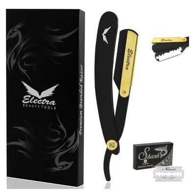 Barber Straight Razor Professional Cut throat Premium Quality Stainless Steel Shaving Razor,10 Double Edge Blades kit (The Legend)