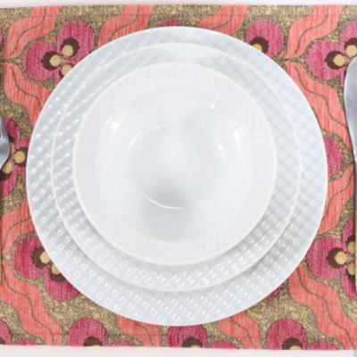 Yusuf Collection Killim Place Mat, Table Linens 12x18, Pale Pink Tiger Eyes Pattern Turkish Fabric Table Mat, Table Decoration