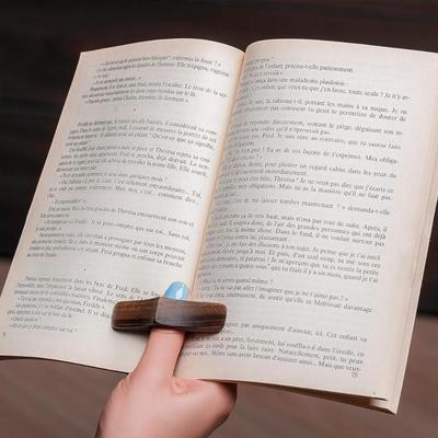 Size Large - TILISMA Book Page Holder -Handmade Natural Walnut Thumb Bookmark -Novel Reading Accessories Gifts for Readers, Book Lovers...