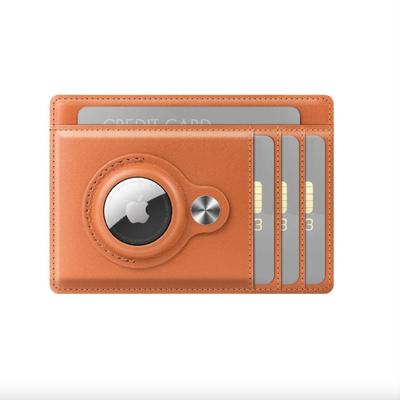 Cognac Brown Premium Leather Airtag Wallet w/RFID Blocking & Slots for ID, 3-5 Credit Cards & Inner Pocket for Cash
