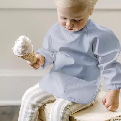 Willow + Sim Long Sleeve Washable Baby Bob w/Food Catcher in Cloud Blue