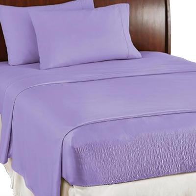 Size King Bed Tite Soft 100% Cotton Sheet Set in Lilac Purple - Includes Flat Sheet, Fitted Sheet, and 2 Pillow Cases
