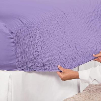 Size King Bed Tite Soft 100% Cotton Sheet Set in Lilac Purple - Includes Flat Sheet, Fitted Sheet, and 2 Pillow Cases