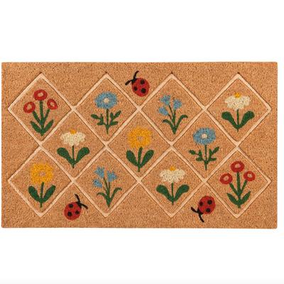 "Hand Picked" Floral 30" x 18” Coir Door Mat with Heavy Duty Backing, Welcome Doormat, Easy to Clean Entry Mat, Beautiful...