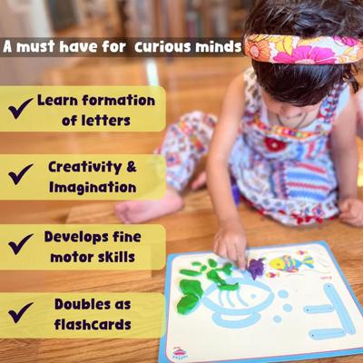 Alphabet, Number & Shape Playdough Educational Mats for Kids | Montessori Activity Set | Finger Alphabet Tracing Mats | Early Learning